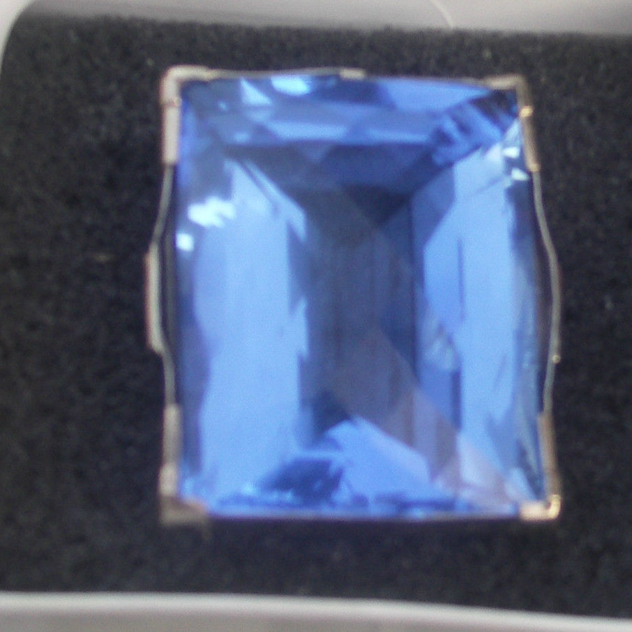 Primary image for Estate Huge Custom 100 carat Blue Topaz Quartz 14k yellow gold & SS ring Sz 6.35