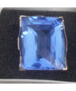 Estate Huge Custom 100 carat Blue Topaz Quartz 14k yellow gold & SS ring Sz 6.35 - $2,969.99