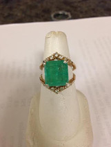 Huge Guaranteed 8.6 ct Columbian Emerald diamond 14k gold Engagement ring 6.6 - £7,913.61 GBP