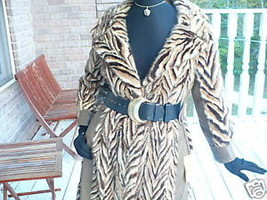 Vintage Unique style tiger Stripe mink and leather fur coat S-M - £690.83 GBP