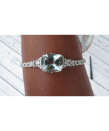 Huge IF Estate Hamilton 50 ct aquamarine 6.7ct Diamond Platinum bracelet bangle - $39,599.99