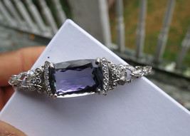 Estate Flawless 15.11 ct Blue Tanzanite Diamond &amp; Platinum bracelet bang... - £12,661.79 GBP