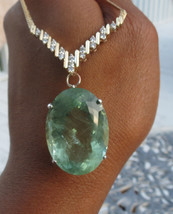 Estate Huge blue green 45 carat Aquamarine &amp; Diamond 14k gold pendant necklace - £6,853.10 GBP