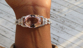 Estate Huge Flawless 21+ carat Morganite platinum DIamond bracelet bangl... - £11,870.42 GBP