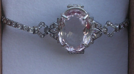 Estate Huge Flawless 22+ carat Morganite platinum DIamond bracelet bangl... - £11,873.60 GBP