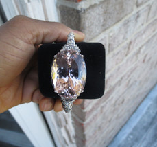 Estate Huge Hamilton 89+ carat Kunzite 14k gold DIamond bracelet bangle S 7.4 in - £15,827.24 GBP