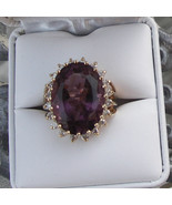 Estate Huge over 40 carat total Estate Diamond &amp; amethyst 14k gold ring ... - £6,330.89 GBP