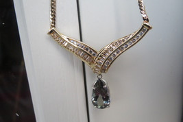 Flawless Huge 8.09 ct Natural Tanzanite &amp; diamond 14k gold drop pendant Necklace - £6,329.71 GBP