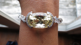 Estate Huge Hamilton 39 carat Kunzite 14k white gold DIamond bracelet bangle 6.7 - £6,213.71 GBP