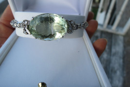 Huge Rare Green VS 23ct aquamarine 0.6-1ct ct Diamond &amp; 14k gold bracele... - £5,927.79 GBP