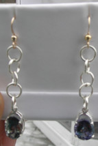 New 8.79+carat Natural Tanzanite purple green dangle 14k gold &amp;Silver earrings - £3,969.65 GBP