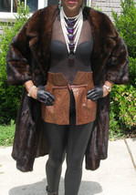 Classy demi Full length Swing dark brown Mink Fur coat jacket  Stroller S-M 4-10 - £782.92 GBP
