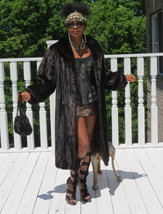 Mint Designer Full length CERESNIE&amp; OFFEN Black Mink Fur coat stroller L... - $2,474.99