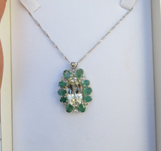 Huge 42.6 carat Yellow Kunzite Emerald Diamond platinum 18k gold and SS necklace - £3,833.06 GBP