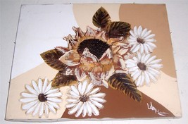 Signed Frank Walcutt Daisy's & Sunflower Mixed Media art Painting - $289.14