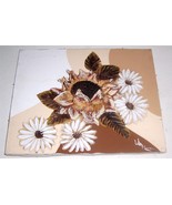 Signed Frank Walcutt Daisy&#39;s &amp; Sunflower Mixed Media art Painting - €247,23 EUR