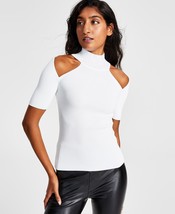 Leyden Women&#39;s Cutout Mock Neck Sweater White XS B4HP - £27.29 GBP