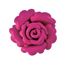 Enchanted Colorful Fuchsia Pink Rose Blossom Genuine Leather Brooch or Pin - £12.68 GBP