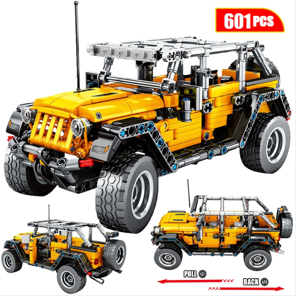 601 Pcs Technical Creative Pull Back City Car Mechanical Jeeped Off-road Vehicle - £28.72 GBP
