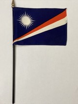 New Marshall Islands Mini Desk Flag - Black Wood Stick Gold Top 4” X 6” - $5.00