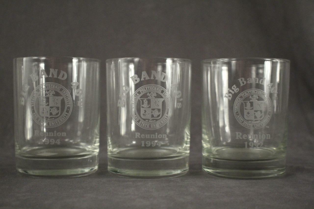 Virginia Tech VT VPI &amp; SU 3PC Lot Souvenir Glasses BIG BAND 40s Reunion ... - $21.02