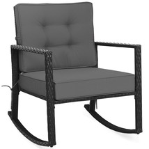 Patio Rattan Rocker Chair Outdoor Glider Rocking Chair Cushion Lawn - £143.18 GBP