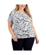 JM Collection Womens Plus 2X Bachelor Button Combo Scoop Neck Top NWT F48 - $29.56 CAD