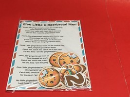 Five Little Gingerbread Men - Flannel Felt Board Laminated Story And Pieces - £9.45 GBP