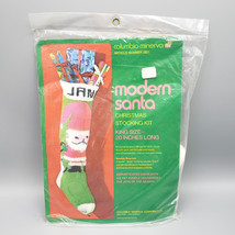 SEALED Vintage Christmas Stocking Kit Modern Santa Knit Columbia Minerva 2821 - £16.41 GBP