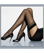 Ultrathin Sheer Silk Nylon Banded Top Thigh High Femme&#39; Stockings Black ... - £7.17 GBP
