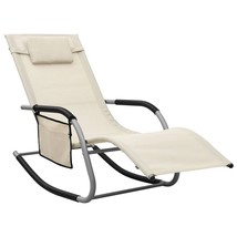 vidaXL Sun Lounger Textilene Cream and Gray - £97.70 GBP