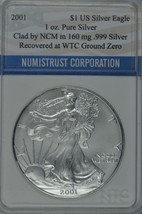2001 American Silver Eagle Recovered at Ground Zero World Trade Center Slabbed - £99.55 GBP