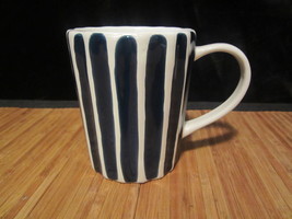 2008 Starbucks Coffee Mug Tea Cup Blue White Striped Fluted Ribbed Sides 12 oz - £11.66 GBP