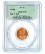 1995 1C Lincoln Cent Doblado Calificado Por PCGS Como MS66RD - $125.93