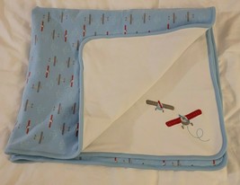 Gymboree 2007 Fly With Me Airplane Plane Baby Blanket Red Blue White Security - $33.65