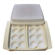 Vintage Tupperware Deviled Egg Keeper Carrier Storage Holder Almond Beig... - $12.99