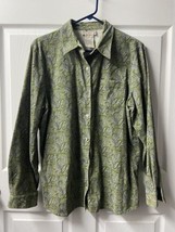 Sag Harbor Womens Size Medium Green Paisley Corduroy Button Up Shirt - $12.89