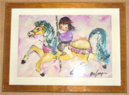 Ted Degrazia &quot;Child Riding Carousel&quot; Art Tile Trivet - £51.38 GBP