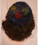 Vintage 1960s Multicolored Peacock Feather Toque or Pillbox Hat - $29.99