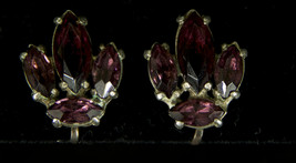 Vintage Sterling Silver Screw Back Earrings with Amethyst Stones - $39.99