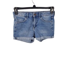 H&amp;M Shorts Womens 4 Mid Rise Cuffed Medium Wash Denim Casual Summer Bottoms - £14.62 GBP