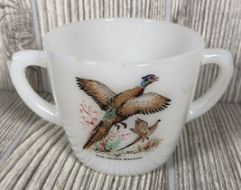 Vintage Anchor Hocking Fire King Milk Glass Ring Neck Pheasant Coffee Cup Sugar - £6.60 GBP