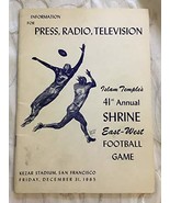 12/31 1965-41st Shrine All East West Football Bowl Media Press Radio TV ... - £15.49 GBP