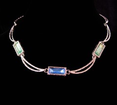 Vintage Givenchy necklace - aquamarine blue baguettes - signed Bijoux Couture De - £208.38 GBP