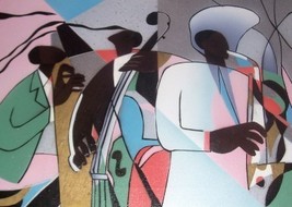 THE JAZZ BAND AFRO AMERICAN ART PAINTING BY WOODVILLE - €165,59 EUR