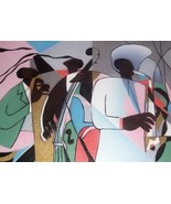 THE JAZZ BAND AFRO AMERICAN ART PAINTING BY WOODVILLE - $3,624.22 MXN