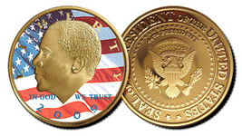 Lot of 2 BARACK OBAMA 2009 Commemorative Coin 24K Gold Plated plus 44-Card Set - £9.72 GBP