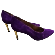 Stuart Weitzman Purple Suede Goldtone Stiletto Heel Pumps Size 7 1/2 M image 2