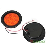 1 PAIR 4&quot; Round 7 LED Signal Stop Turn Amber Tail Light Flange Mount 12v... - $21.84
