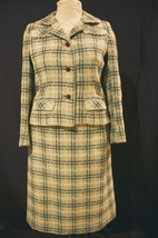 Vintage Green, Brown and Beige 2-Piece Spring Skirt Suit - $72.99